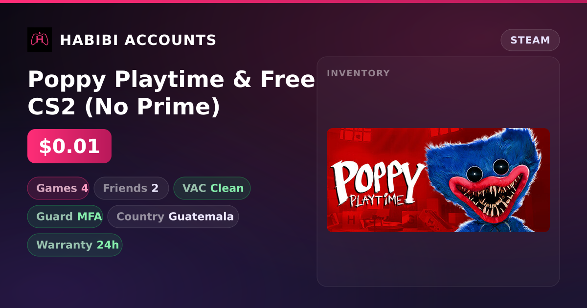 Poppy Playtime & Free CS2 (No Prime) — HabibiAccounts