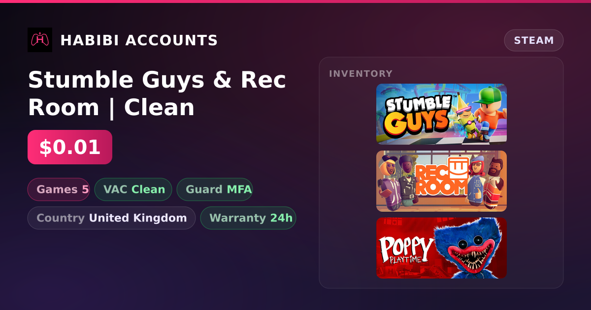 Stumble Guys & Rec Room | Clean — HabibiAccounts