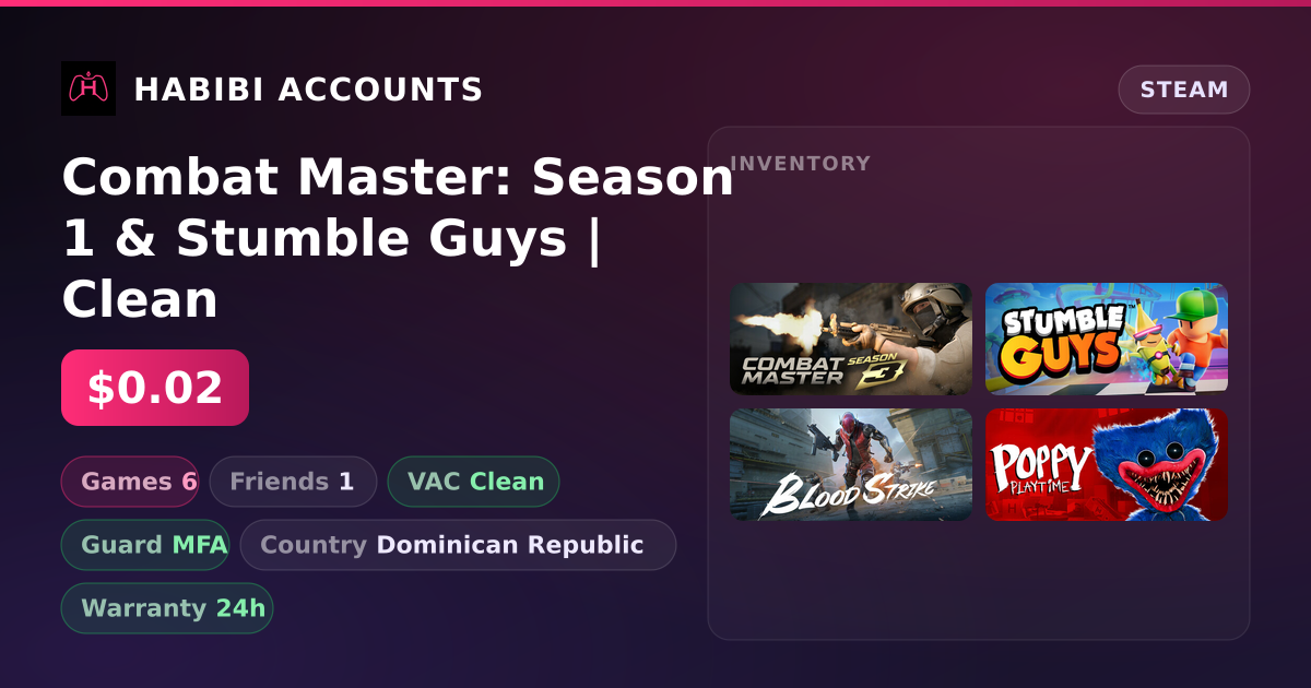 Combat Master: Season 1 & Stumble Guys | Clean — HabibiAccounts
