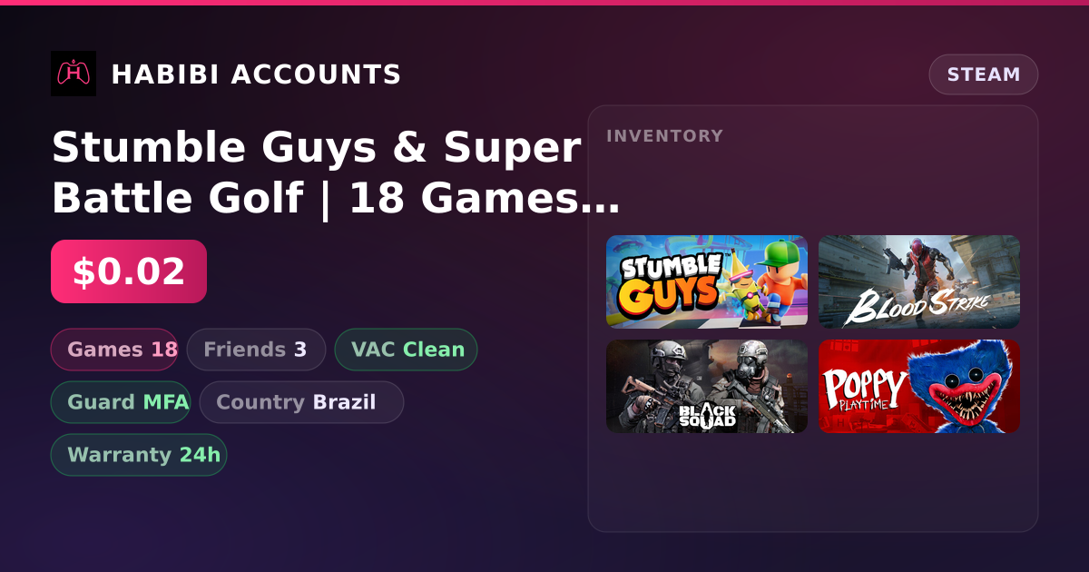 Stumble Guys & Super Battle Golf | 18 Games | Clean — HabibiAccounts