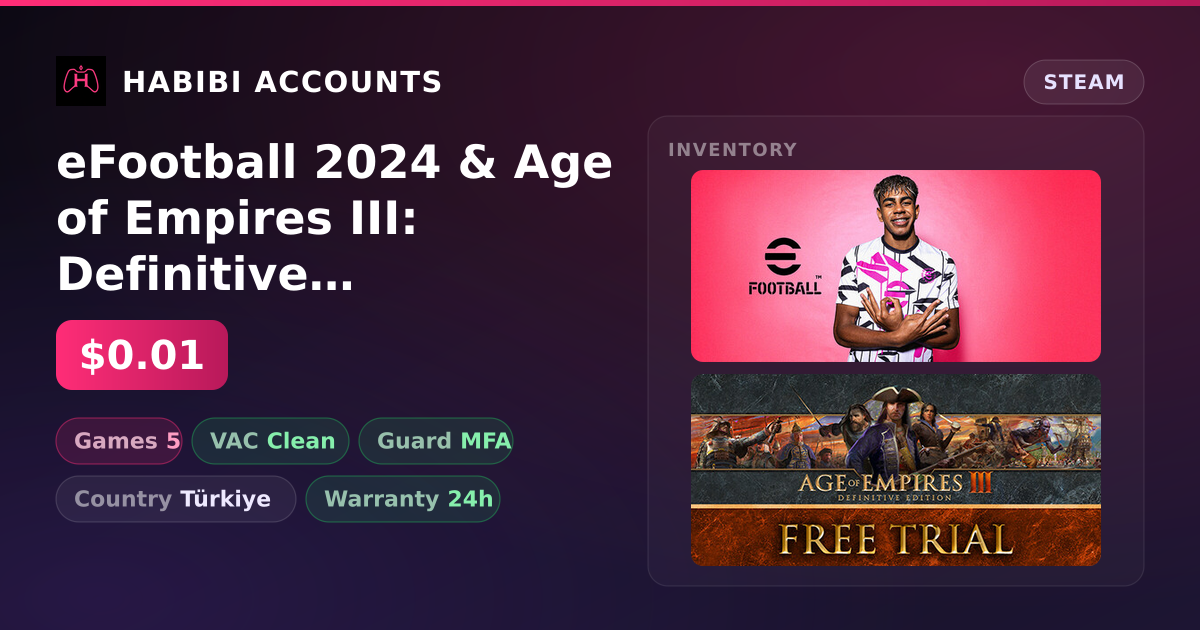 eFootball 2024 & Age of Empires III: Definitive Edition | Clean — HabibiAccounts