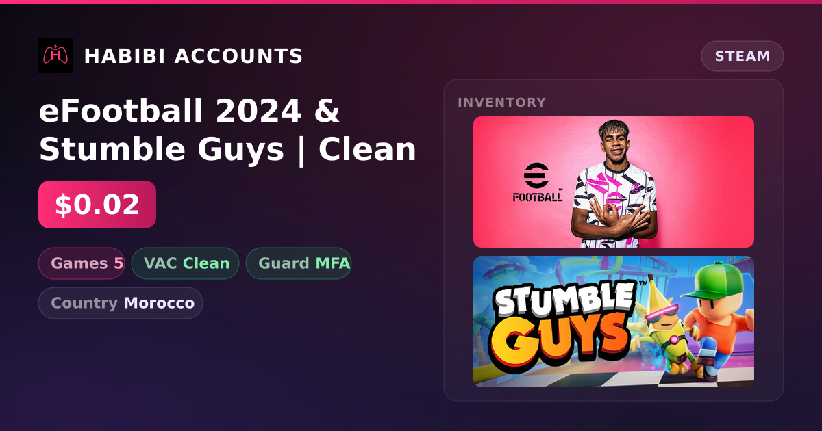 eFootball 2024 & Stumble Guys | Clean — HabibiAccounts