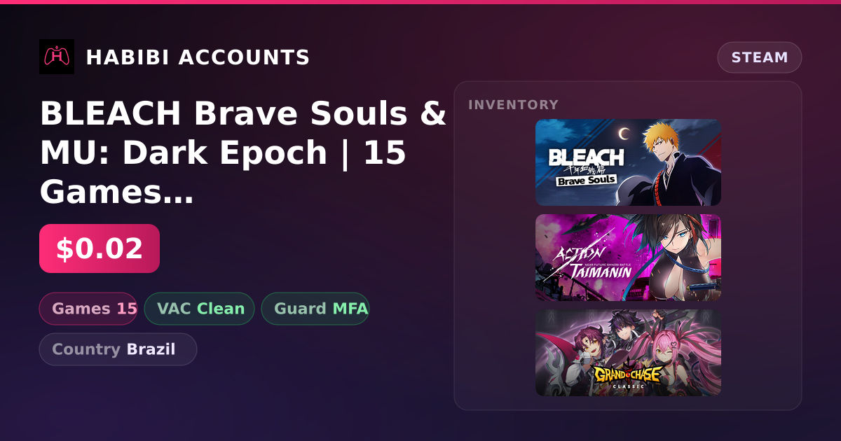 BLEACH Brave Souls & MU: Dark Epoch | 15 Games | Clean — HabibiAccounts