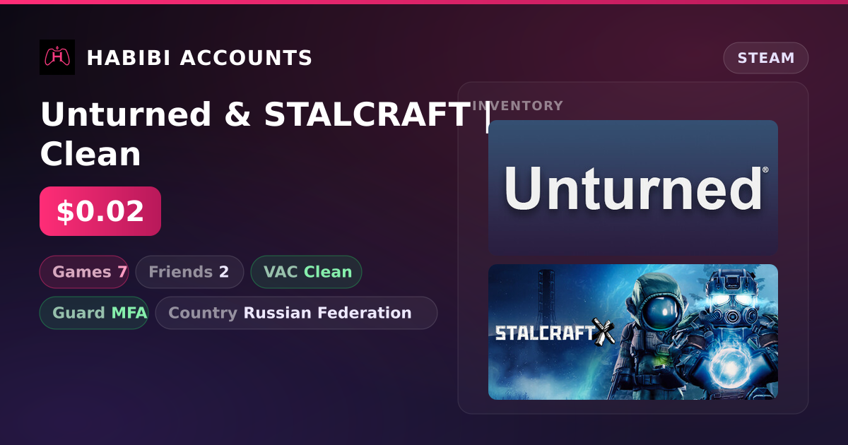 Unturned & STALCRAFT | Clean — HabibiAccounts