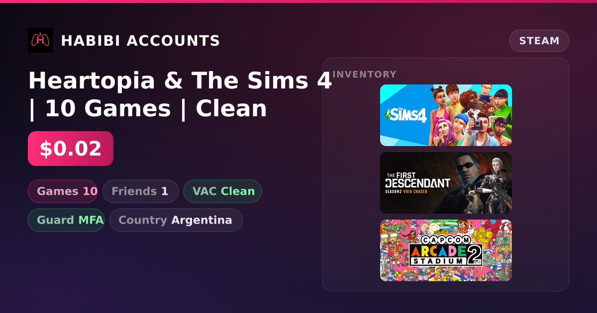 Heartopia & The Sims 4 | 10 Games | Clean — HabibiAccounts
