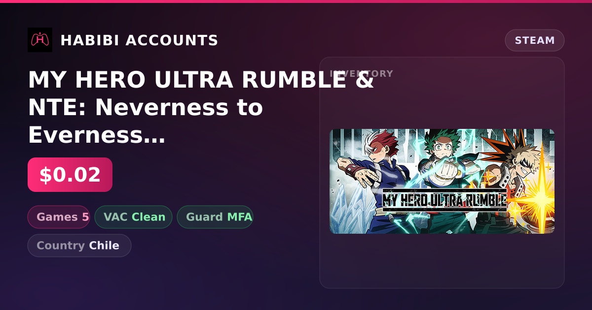 MY HERO ULTRA RUMBLE & NTE: Neverness to Everness | Clean — HabibiAccounts