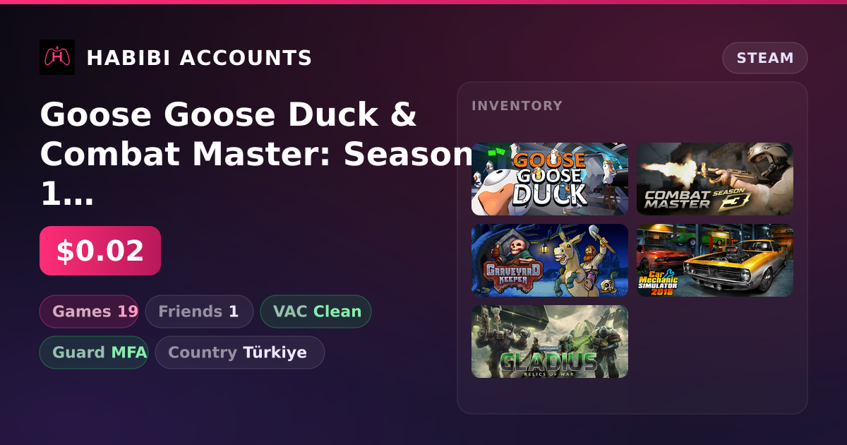 Goose Goose Duck & Combat Master: Season 1 | 19 Games | Clean — HabibiAccounts