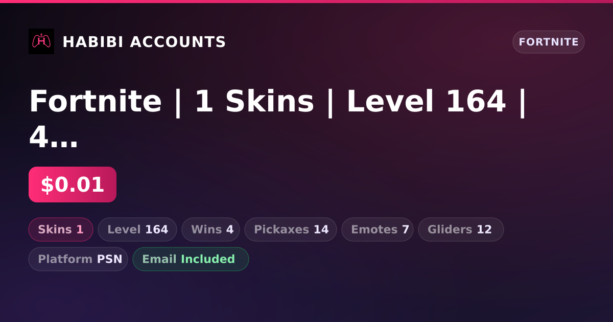 Fortnite | 1 Skins | Level 164 | 4 Wins — HabibiAccounts
