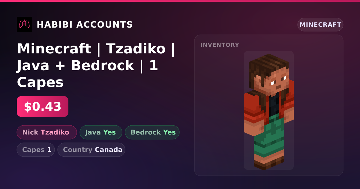 Minecraft | Tzadiko | Java + Bedrock | 1 Capes — HabibiAccounts