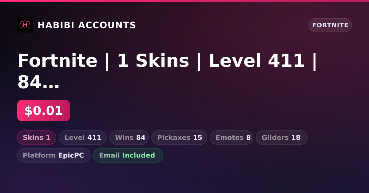 Fortnite | 1 Skins | Level 411 | 84 Wins — HabibiAccounts
