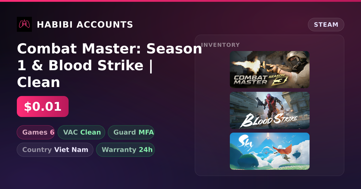 Combat Master: Season 1 & Blood Strike | Clean — HabibiAccounts