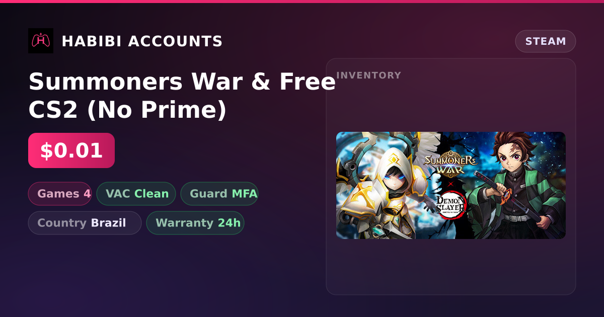 Summoners War & Free CS2 (No Prime) — HabibiAccounts