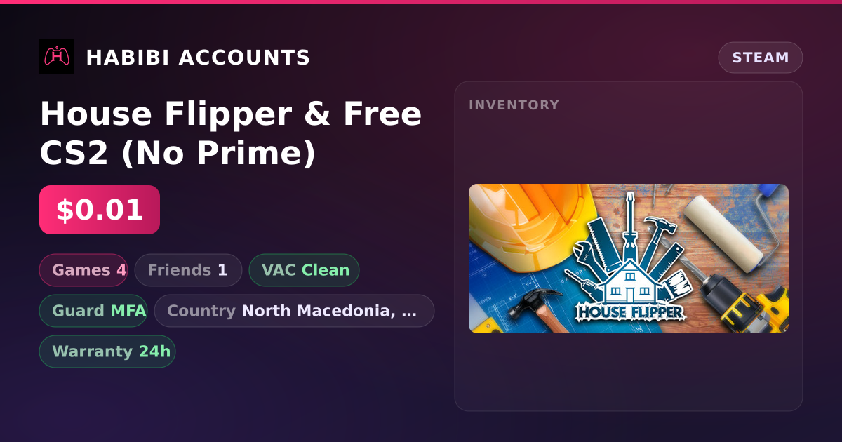 House Flipper & Free CS2 (No Prime) — HabibiAccounts