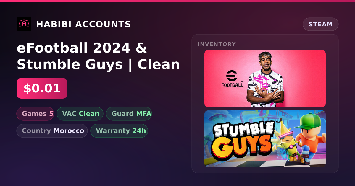 eFootball 2024 & Stumble Guys | Clean — HabibiAccounts