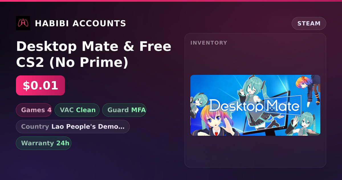 Desktop Mate & Free CS2 (No Prime) — HabibiAccounts