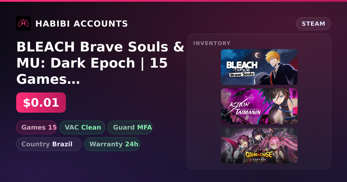BLEACH Brave Souls & MU: Dark Epoch | 15 Games | Clean — HabibiAccounts
