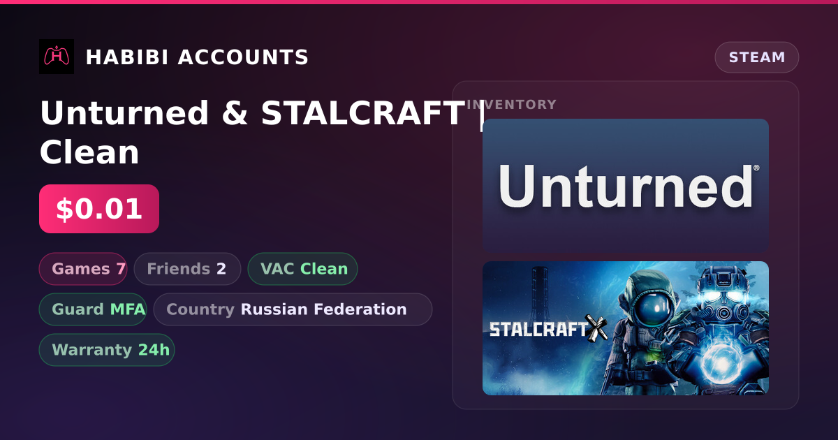 Unturned & STALCRAFT | Clean — HabibiAccounts