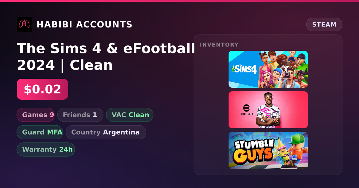 The Sims 4 & eFootball 2024 | Clean — HabibiAccounts