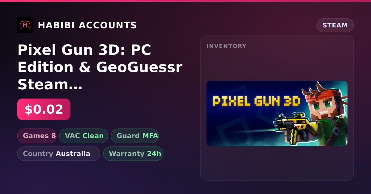Pixel Gun 3D: PC Edition & GeoGuessr Steam Edition | Clean — HabibiAccounts