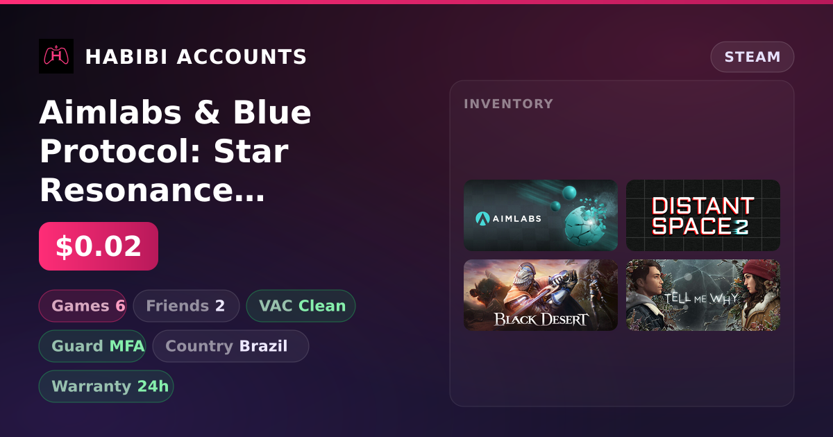 Aimlabs & Blue Protocol: Star Resonance | Clean — HabibiAccounts