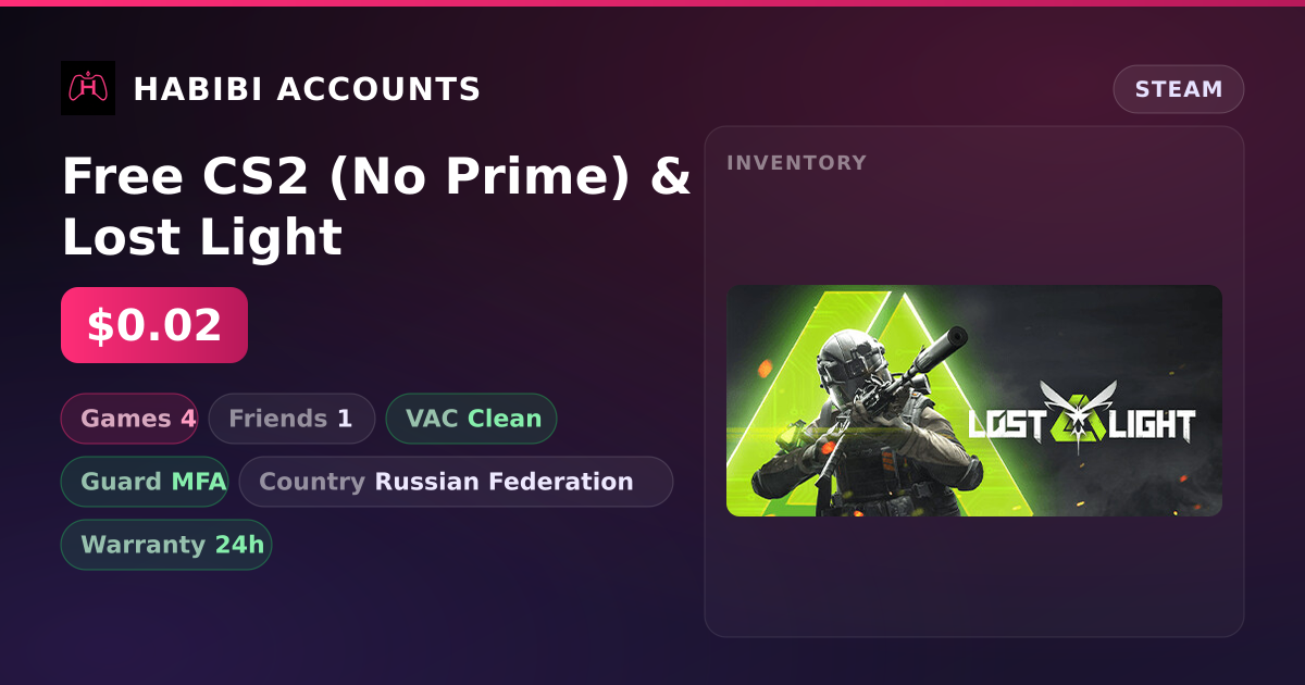 Free CS2 (No Prime) & Lost Light — HabibiAccounts