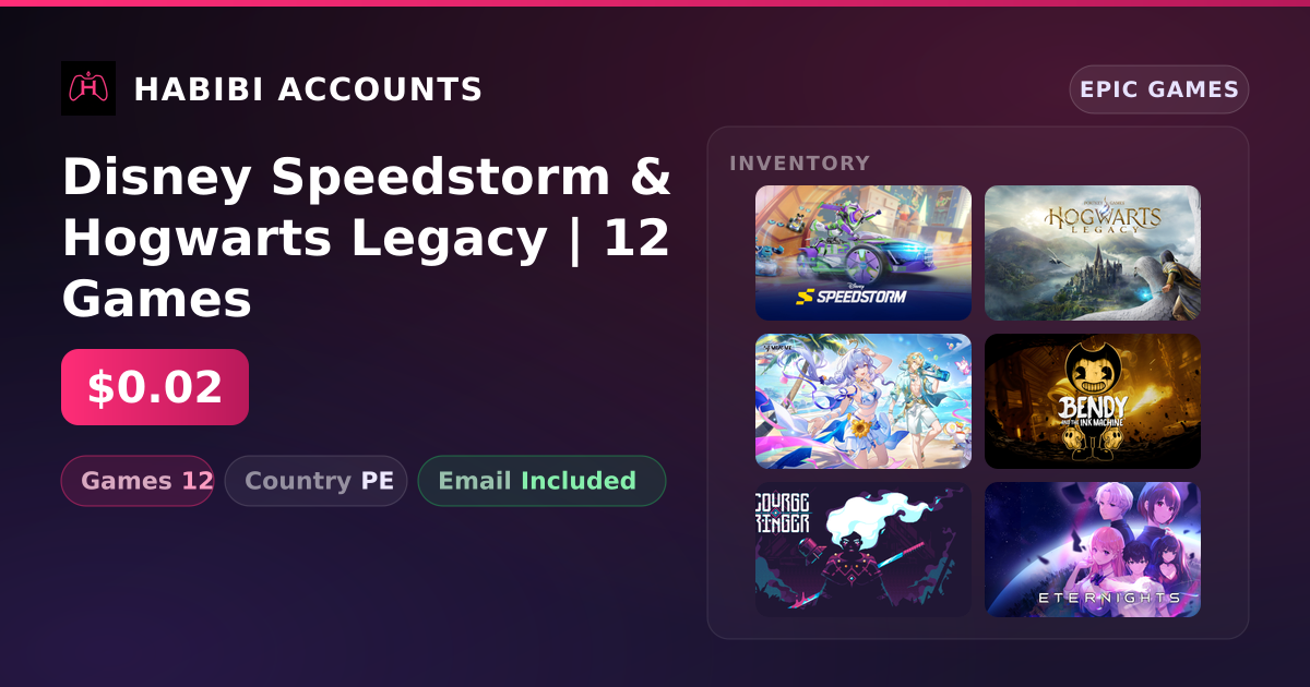 Disney Speedstorm & Hogwarts Legacy | 12 Games — HabibiAccounts