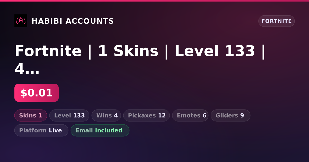Fortnite | 1 Skins | Level 133 | 4 Wins — HabibiAccounts