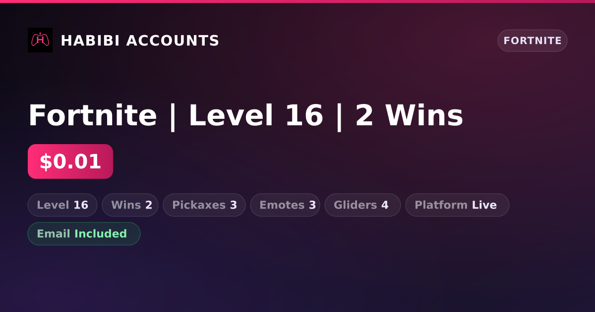 Fortnite | Level 16 | 2 Wins — HabibiAccounts