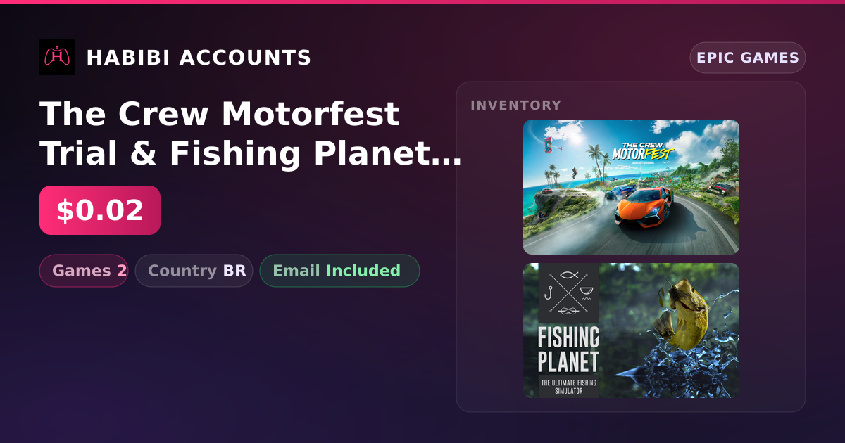 The Crew Motorfest Trial & Fishing Planet | 2 Games — HabibiAccounts