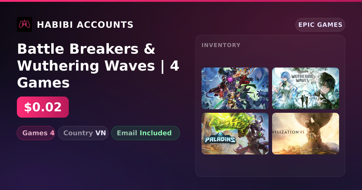 Battle Breakers & Wuthering Waves | 4 Games — HabibiAccounts