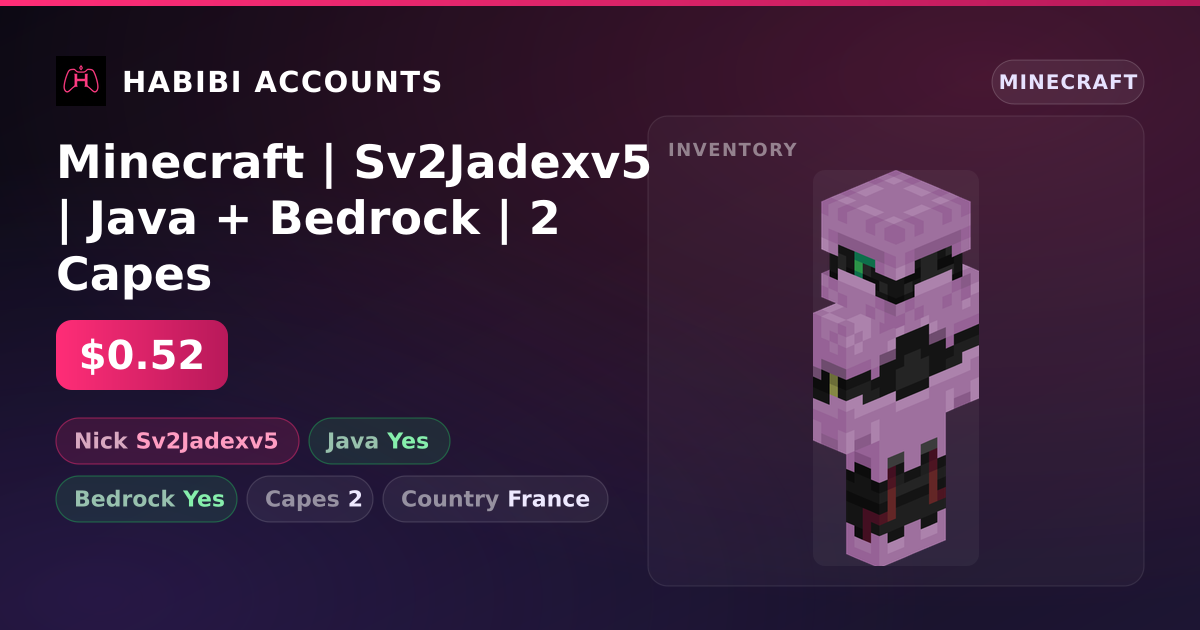 Minecraft | Sv2Jadexv5 | Java + Bedrock | 2 Capes — HabibiAccounts