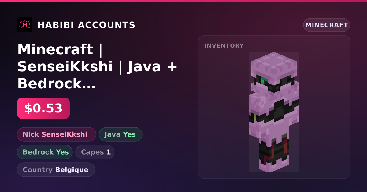 Minecraft | SenseiKkshi | Java + Bedrock | 1 Capes — HabibiAccounts