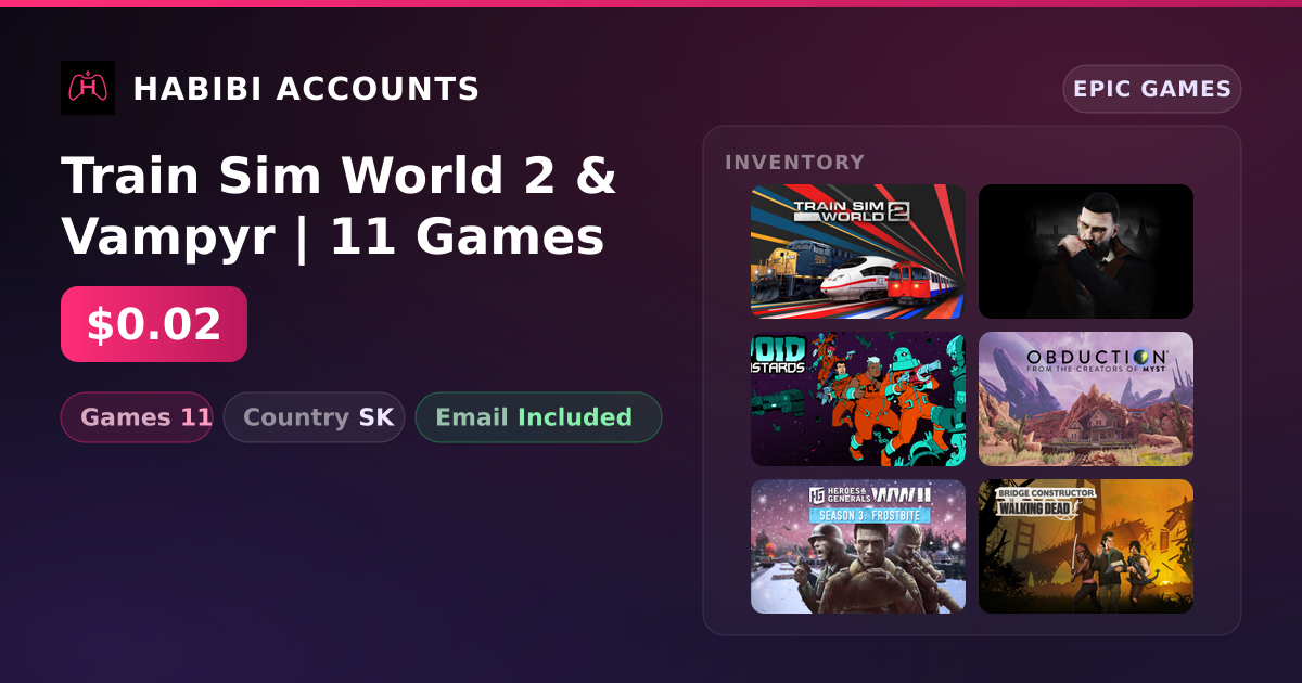 Train Sim World 2 & Vampyr | 11 Games — HabibiAccounts