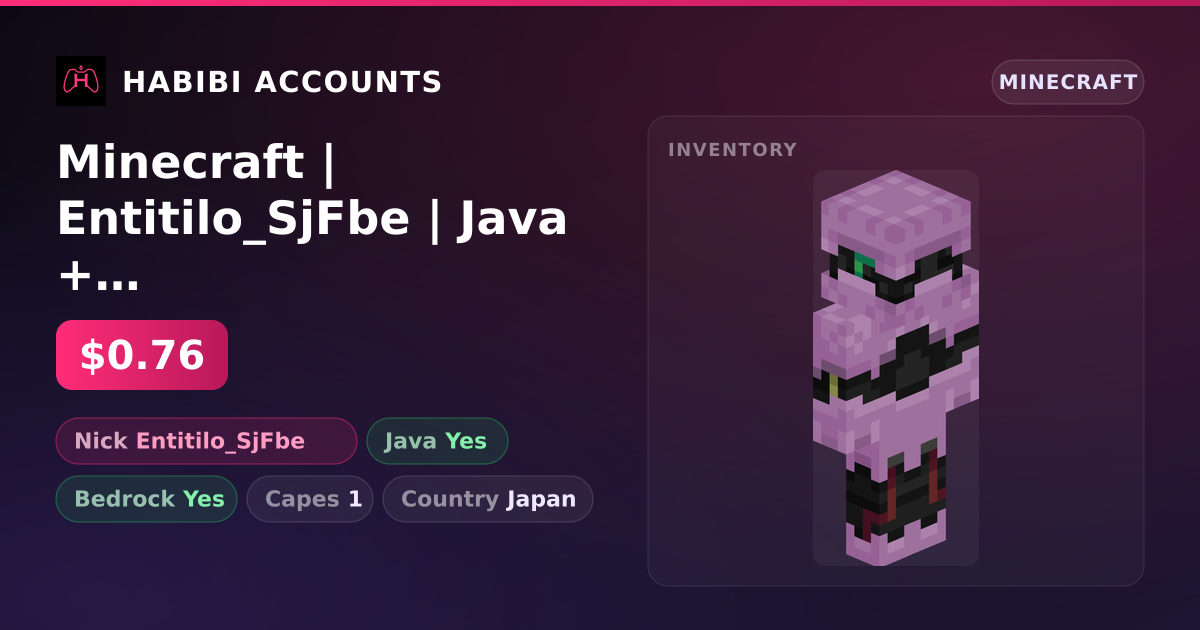 Minecraft | Entitilo_SjFbe | Java + Bedrock | 1 Capes — HabibiAccounts