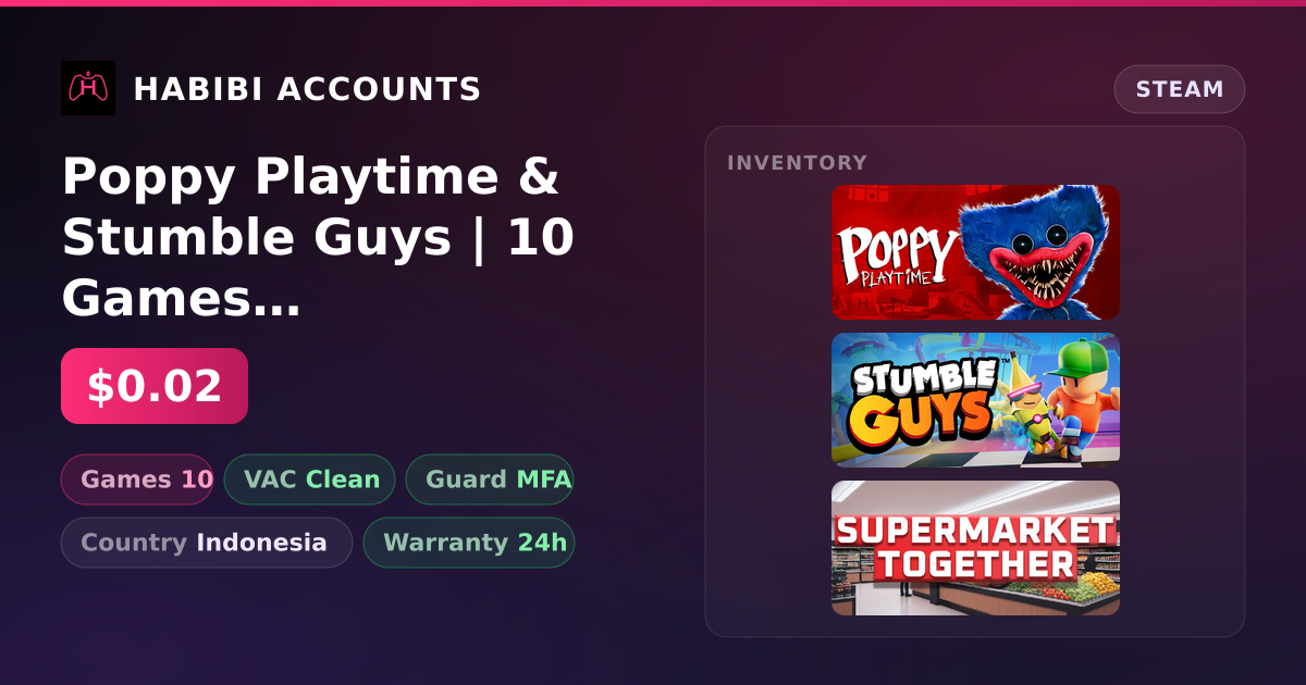 Poppy Playtime & Stumble Guys | 10 Games | Clean — HabibiAccounts