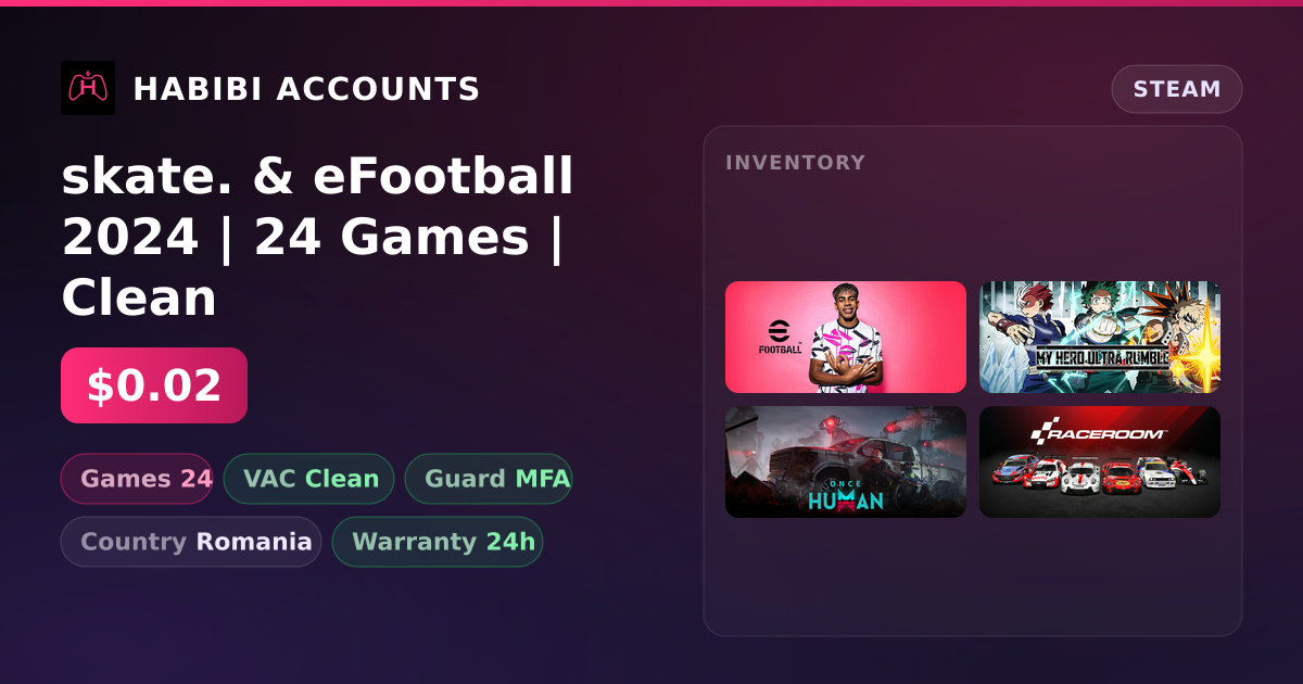 skate. & eFootball 2024 | 24 Games | Clean — HabibiAccounts
