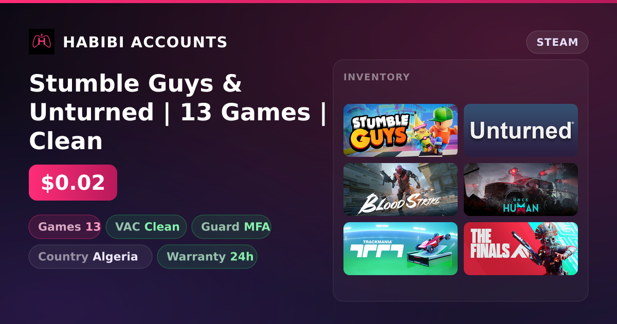 Stumble Guys & Unturned | 13 Games | Clean — HabibiAccounts