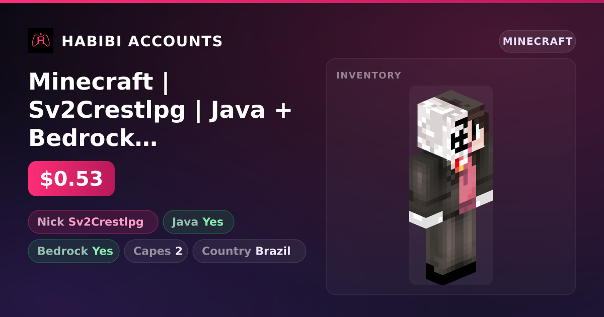 Minecraft | Sv2Crestlpg | Java + Bedrock | 2 Capes — HabibiAccounts