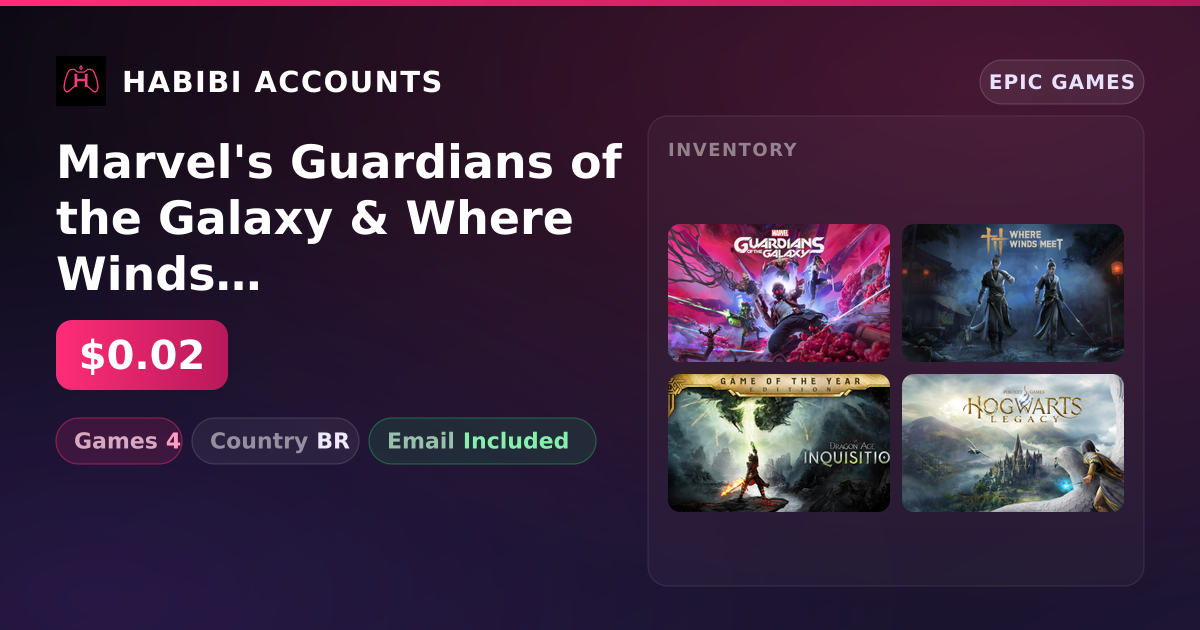 Marvel's Guardians of the Galaxy & Where Winds Meet | 4 Games — HabibiAccounts