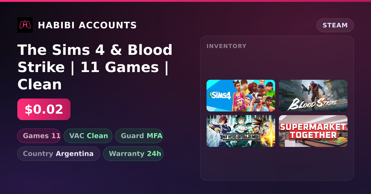 The Sims 4 & Blood Strike | 11 Games | Clean — HabibiAccounts