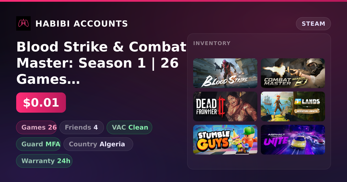 Blood Strike & Combat Master: Season 1 | 26 Games | Clean — HabibiAccounts