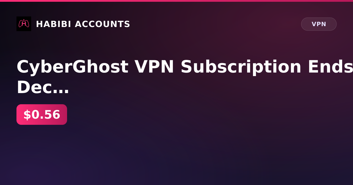 CyberGhost VPN Subscription Ends Dec 6, 2026 — HabibiAccounts