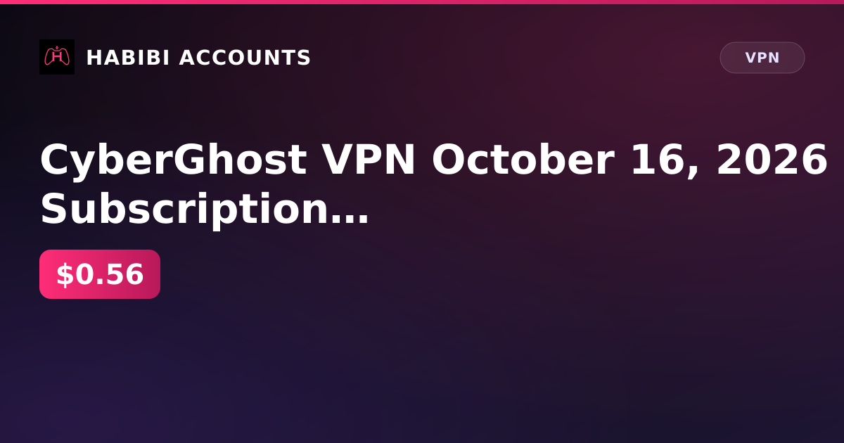 CyberGhost VPN October 16, 2026 Subscription Ends — HabibiAccounts