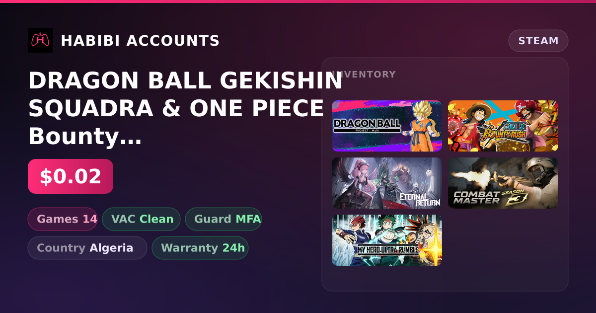 DRAGON BALL GEKISHIN SQUADRA & ONE PIECE Bounty Rush | 14 Games | Clean — HabibiAccounts