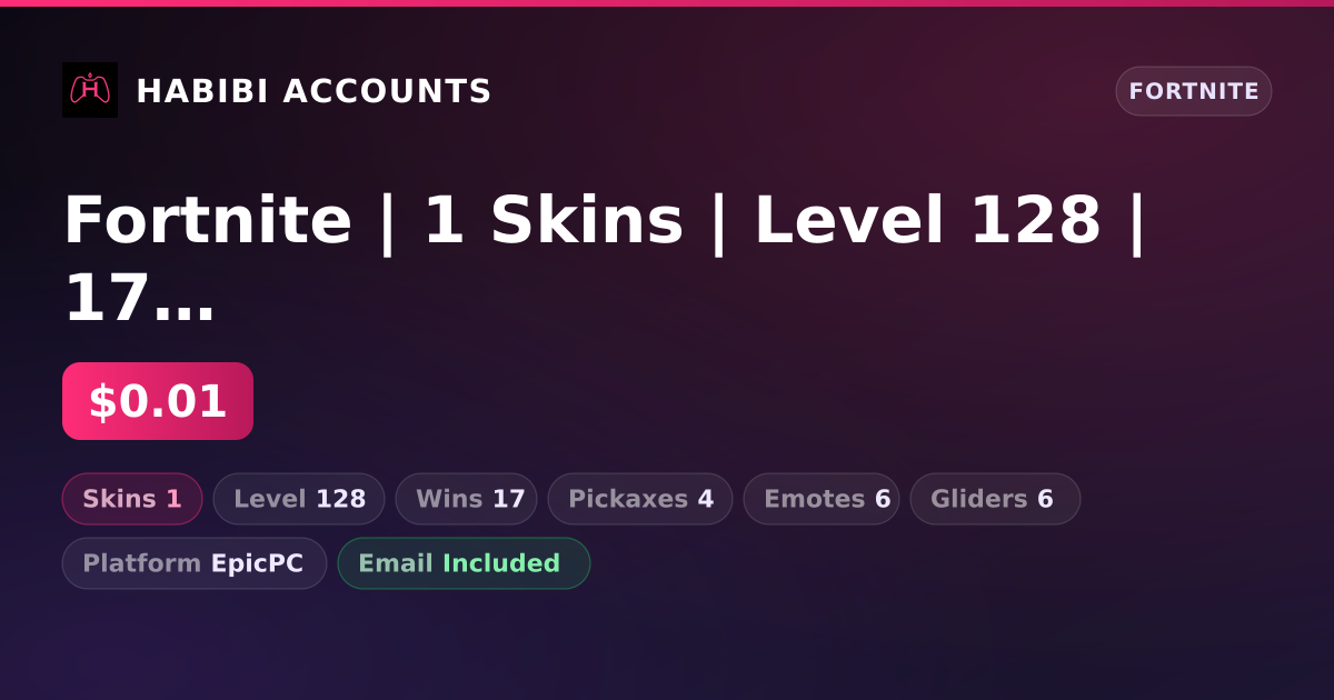 Fortnite | 1 Skins | Level 128 | 17 Wins — HabibiAccounts