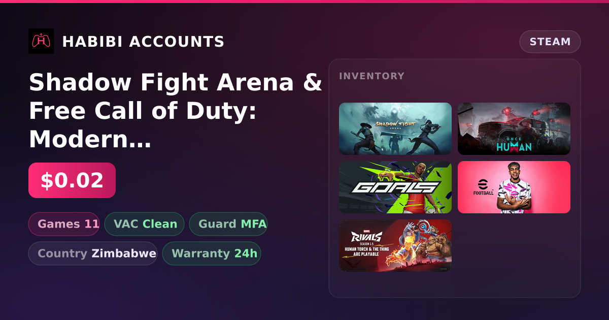 Shadow Fight Arena & Free Call of Duty: Modern Warfare III | 11 Games | Clean — HabibiAccounts