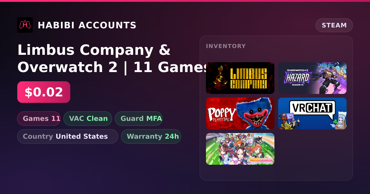 Limbus Company & Overwatch 2 | 11 Games | Clean — HabibiAccounts