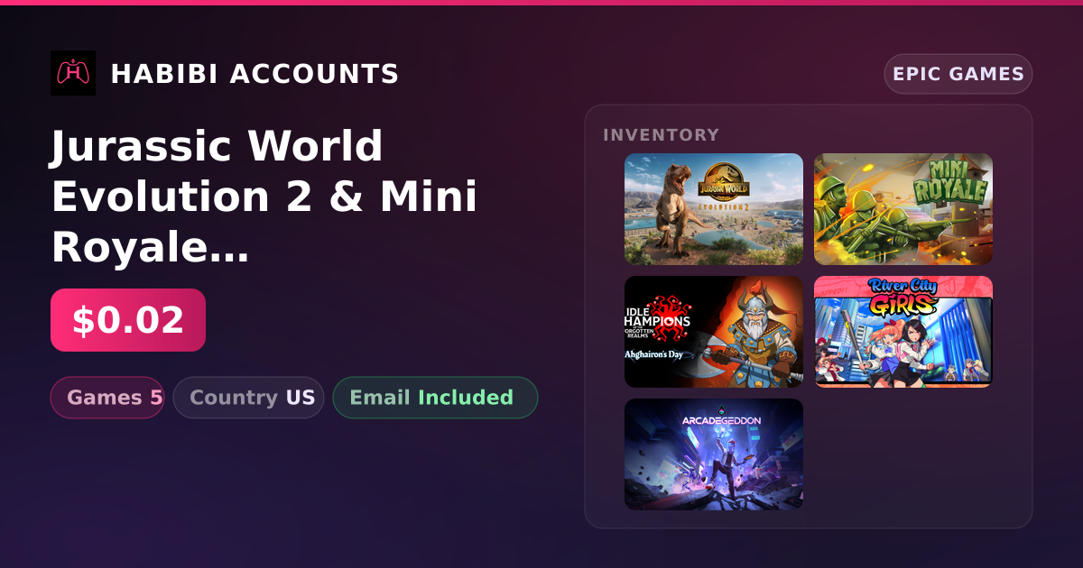 Jurassic World Evolution 2 & Mini Royale | 5 Games — HabibiAccounts