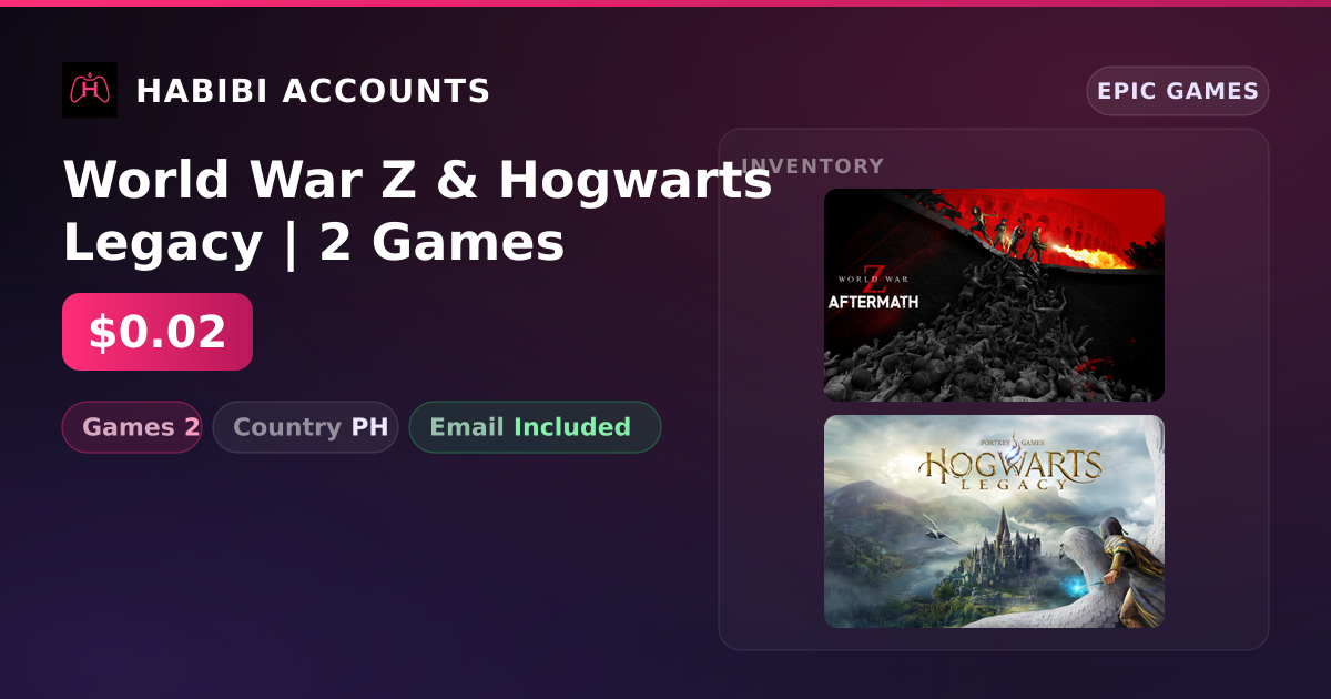 World War Z & Hogwarts Legacy | 2 Games — HabibiAccounts