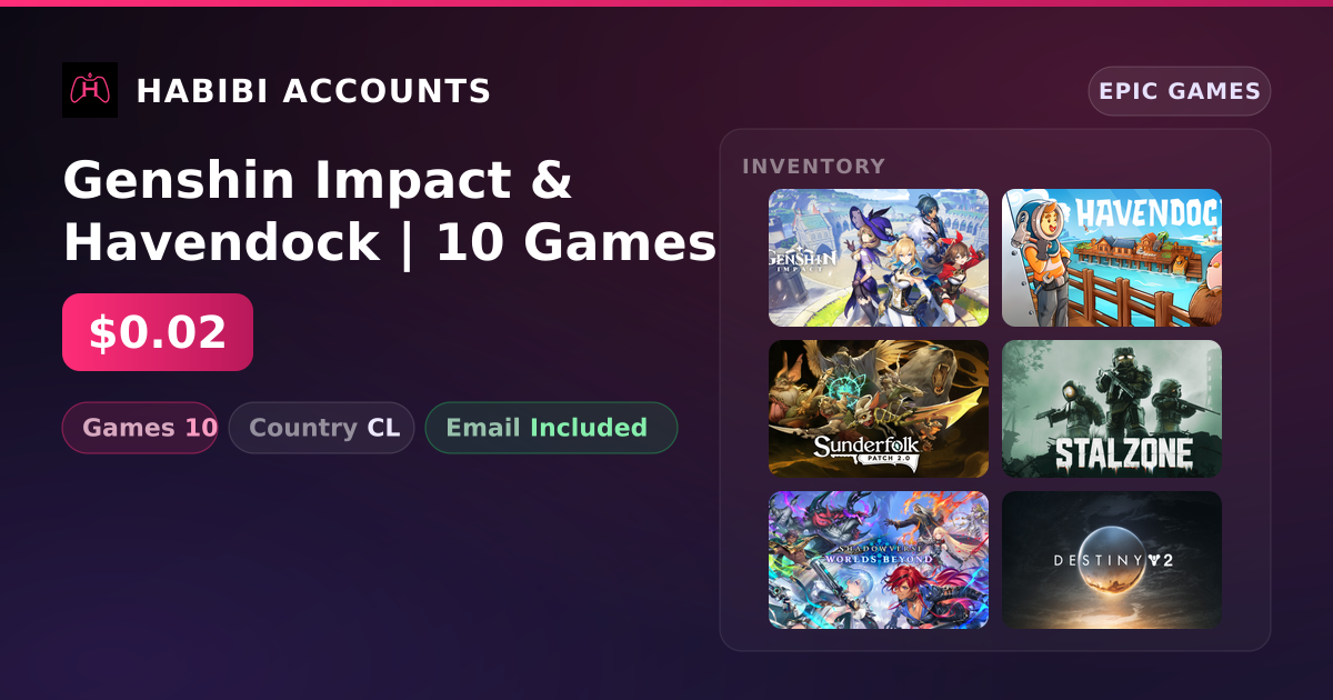 Genshin Impact & Havendock | 10 Games — HabibiAccounts